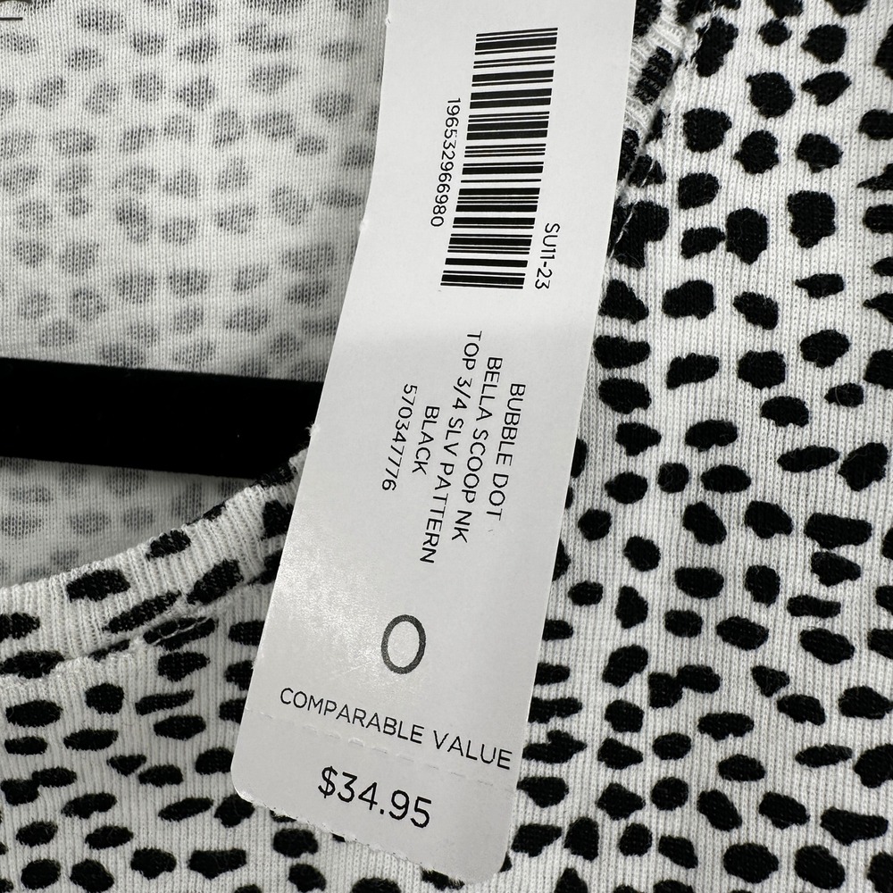 Chicos Bella Scoop Neck Bubble Dot Top Black White Cotton Size Small Capsule - Picture 4 of 8